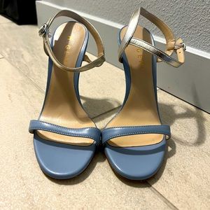 M. gemi // blue and silver sling-back heels